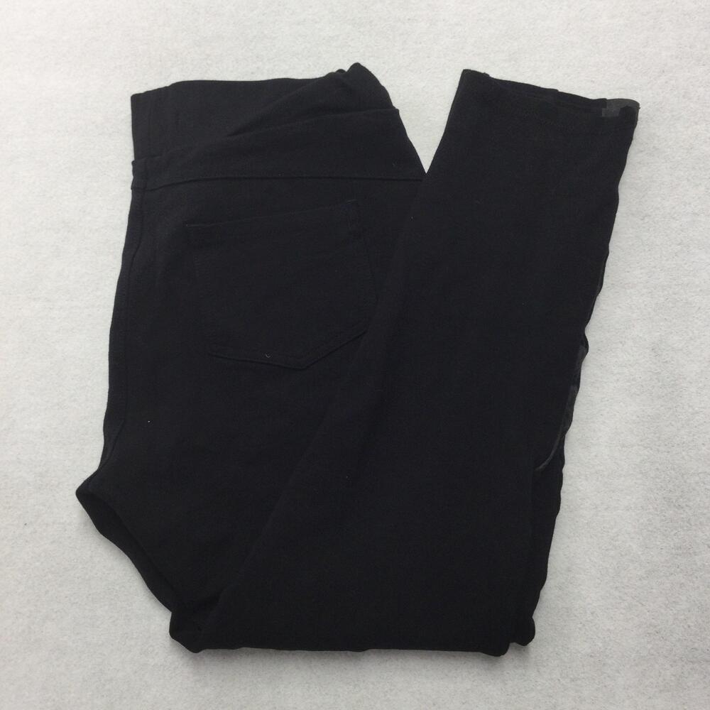 Guess Pants Womens M Black Knit Jegging Skinny Faux Leather Zip Stretch Pockets